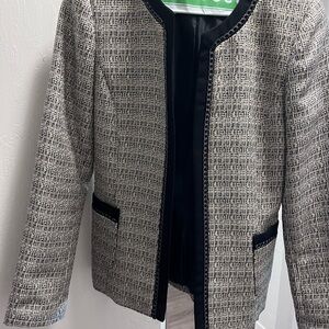 Elegant Black and White Tweed Blazer